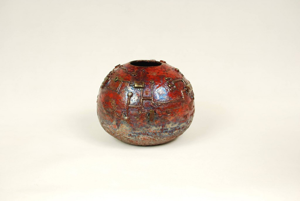 Vaso in ceramica raku sfera 